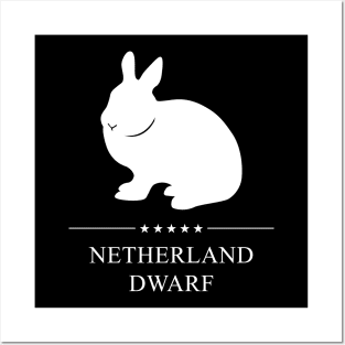 Netherland Dwarf Rabbit White Silhouette Posters and Art